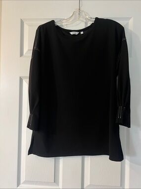 Reitmans Black Crewneck Top with Contrast Neck Trim